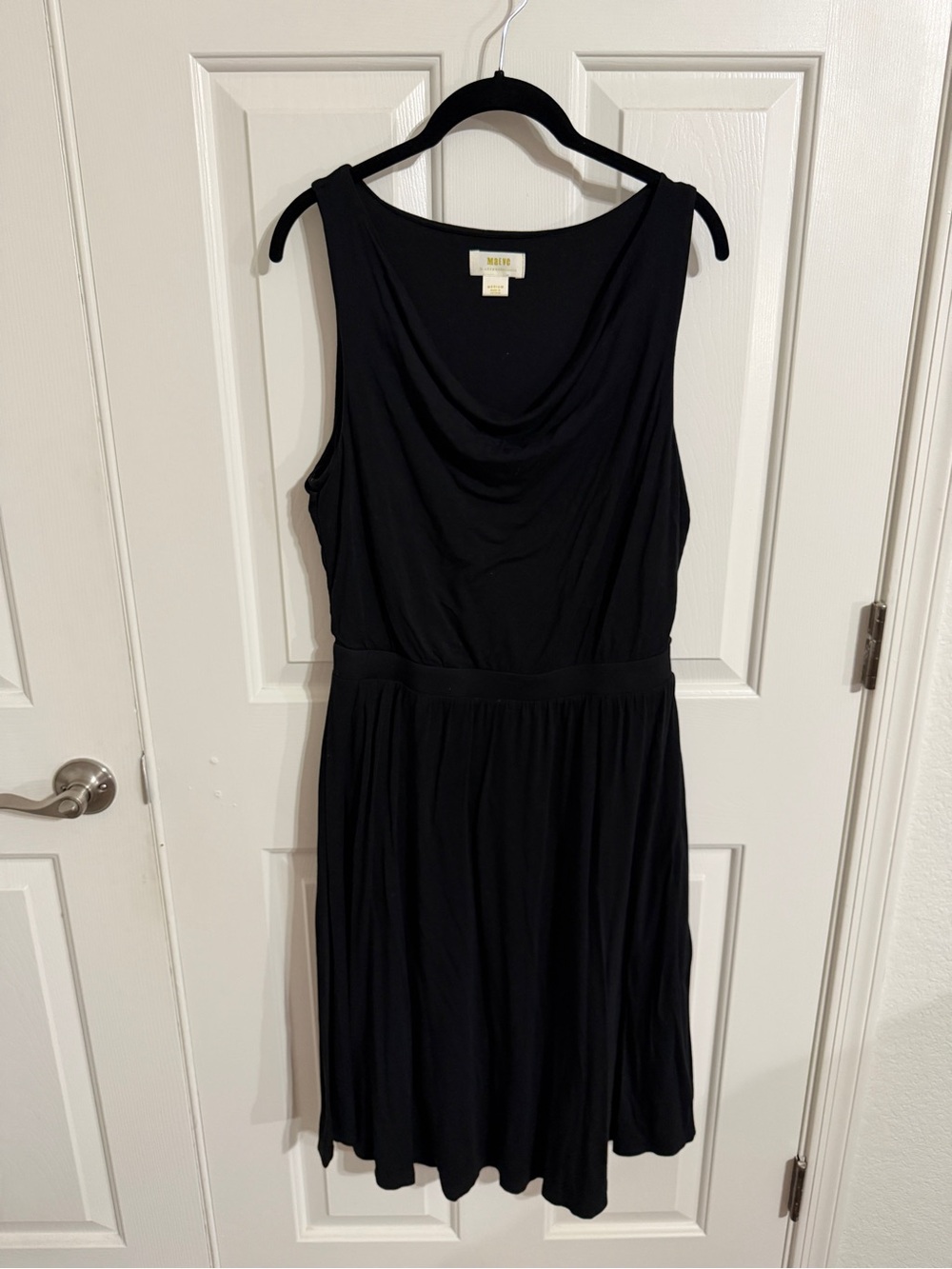 Anthropologie Maeve Black Cowl Neck Fit & Flare Dress M